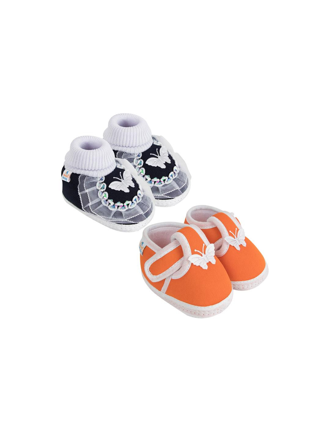 NESKA MODA 12 To 18 Months Non Slip Baby Boys & Baby Girls 2 Pair Set Cotton Butterfly Baby Booties