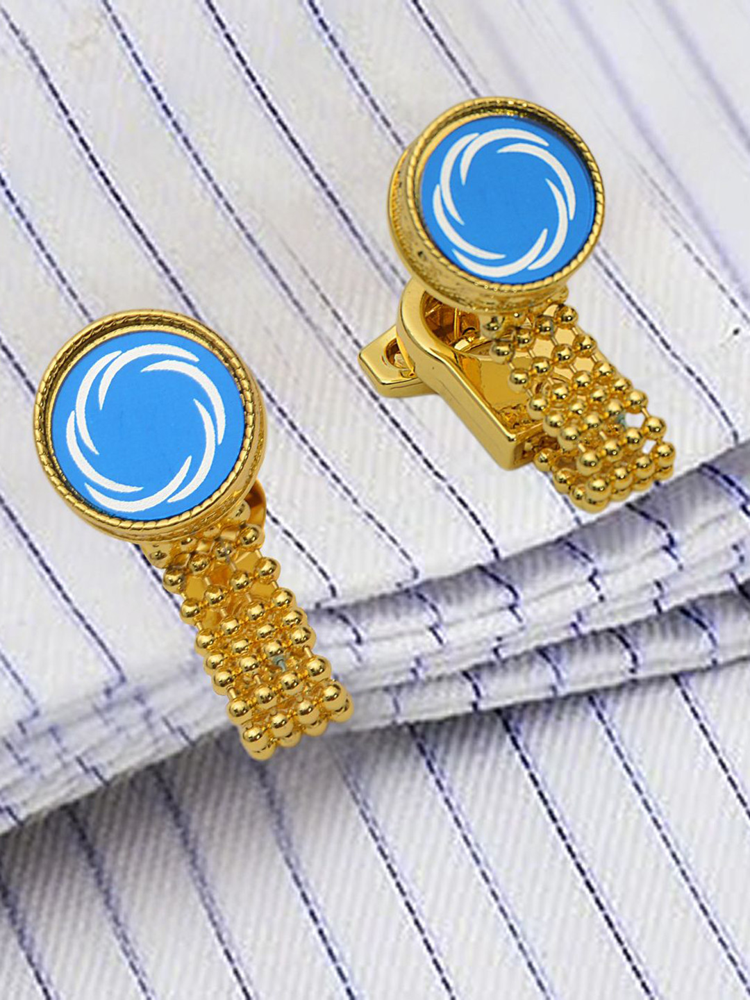 Curren Men Gold Ties and Cufflinks