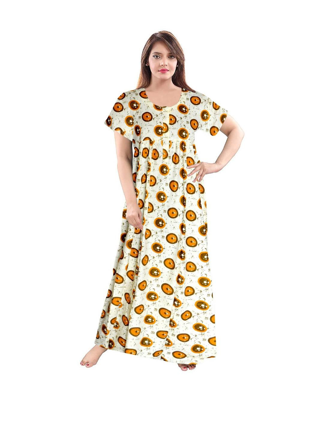 Pure Cotton Printed Nighty Night dress Maxi Gown For Women