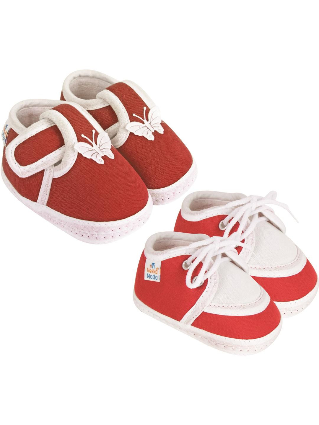 NESKA MODA 12 To 18 Month Non Slip Infants 2 Pair Set Cotton Butterfly Lace Booties