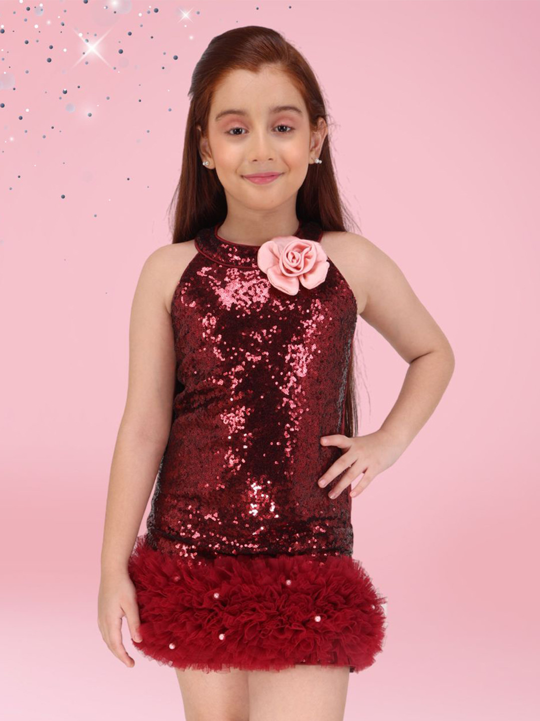 CUTECUMBER Girls Embellished Applique Bodycon Dress