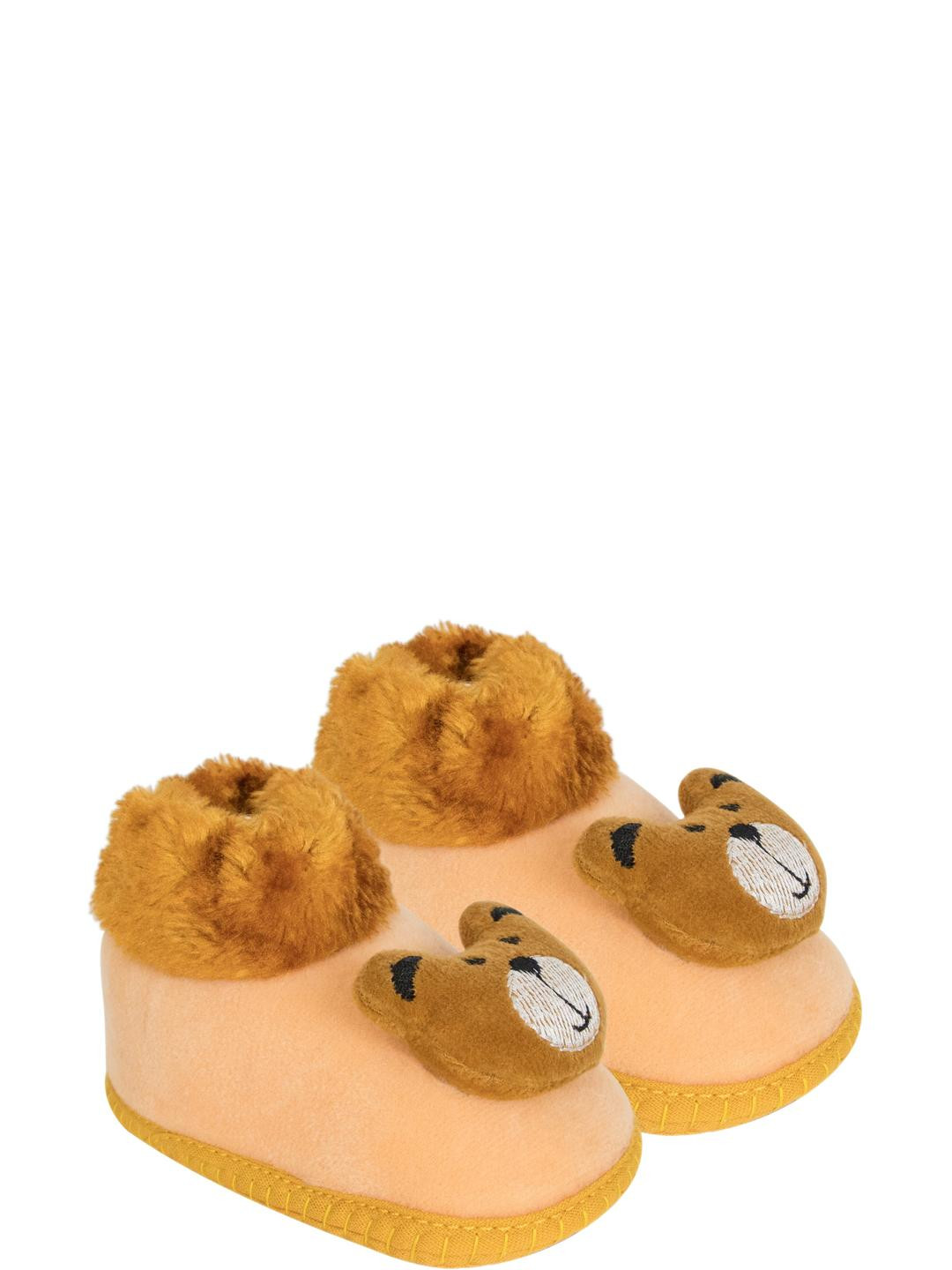 NESKA MODA 6 To 12 Months Baby Boys & Girls Velvet Slip On Teddy Face Baby Booties