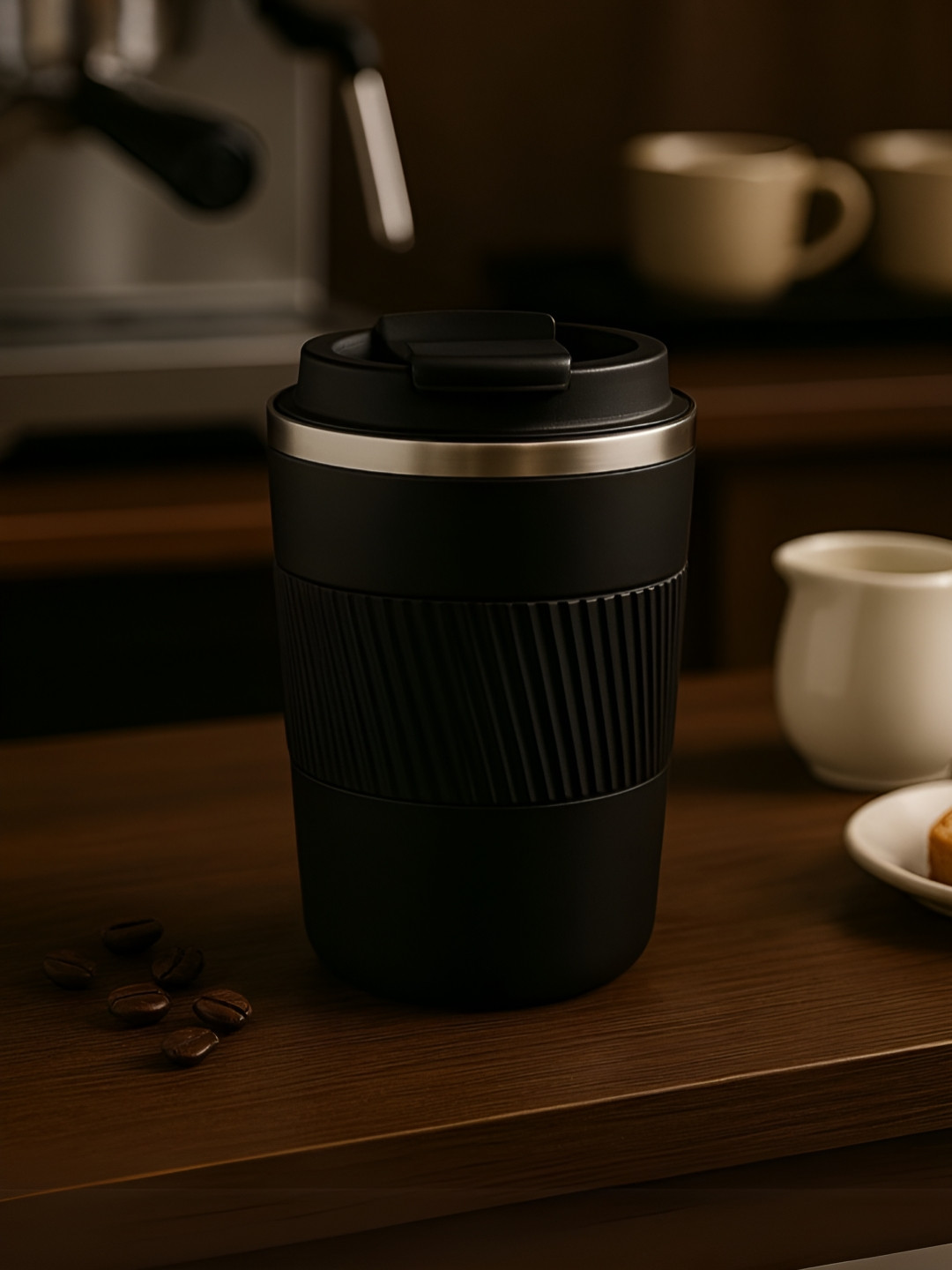 Myntra Elegant Homes Heritage Terrace Cascade Black Stainless Steel Dishwasher Safe Mug-380ml