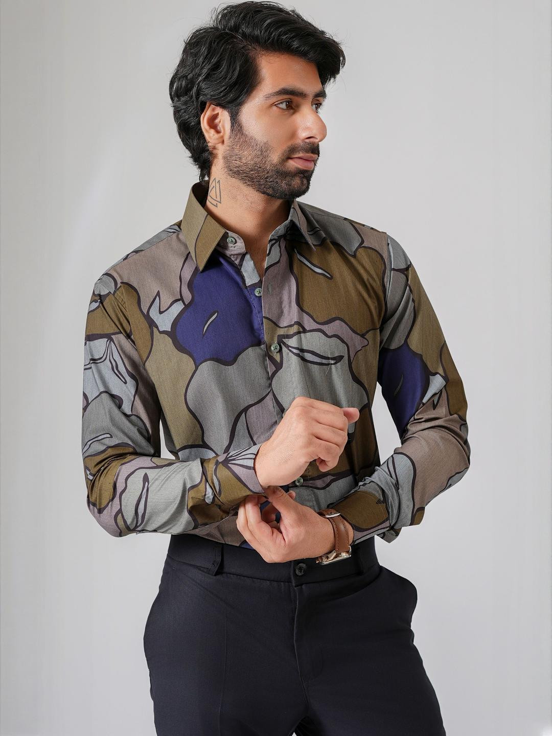 Haute Tissue Ethereal Grove Business Casual Printed Shirt