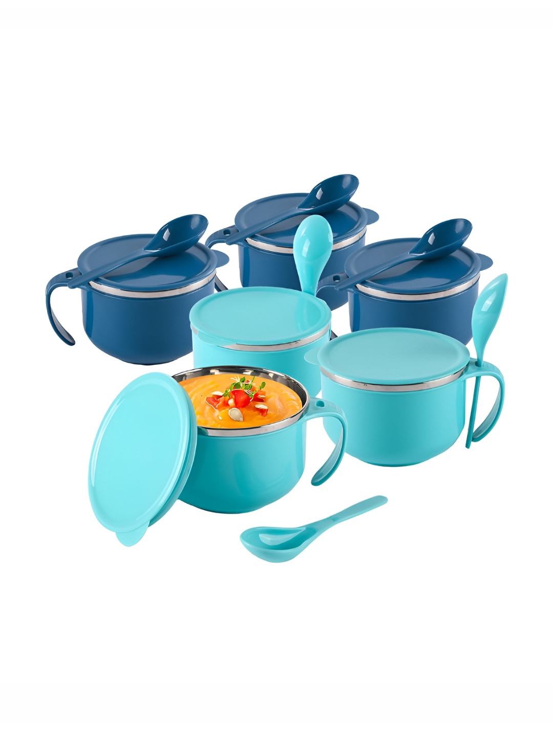Aura Blue 2024 6 Pieces Stainless Steel Serving Bowl