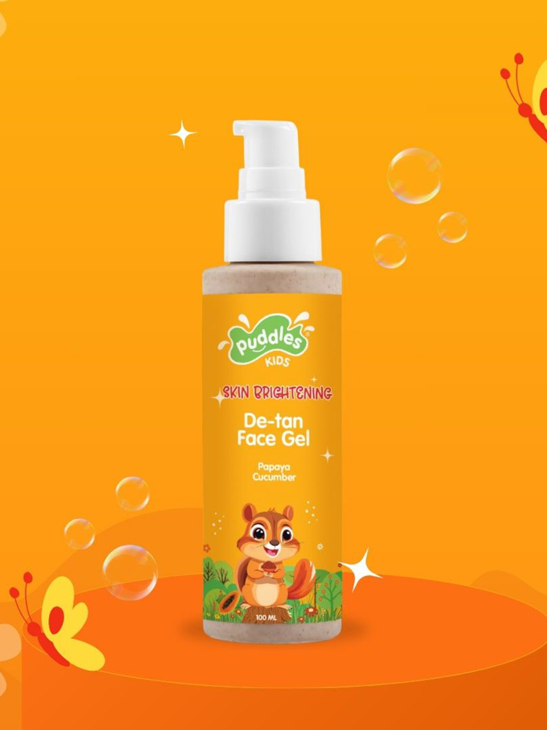 Puddles Girls Brightening De-Tan Face Gel - 100 ml