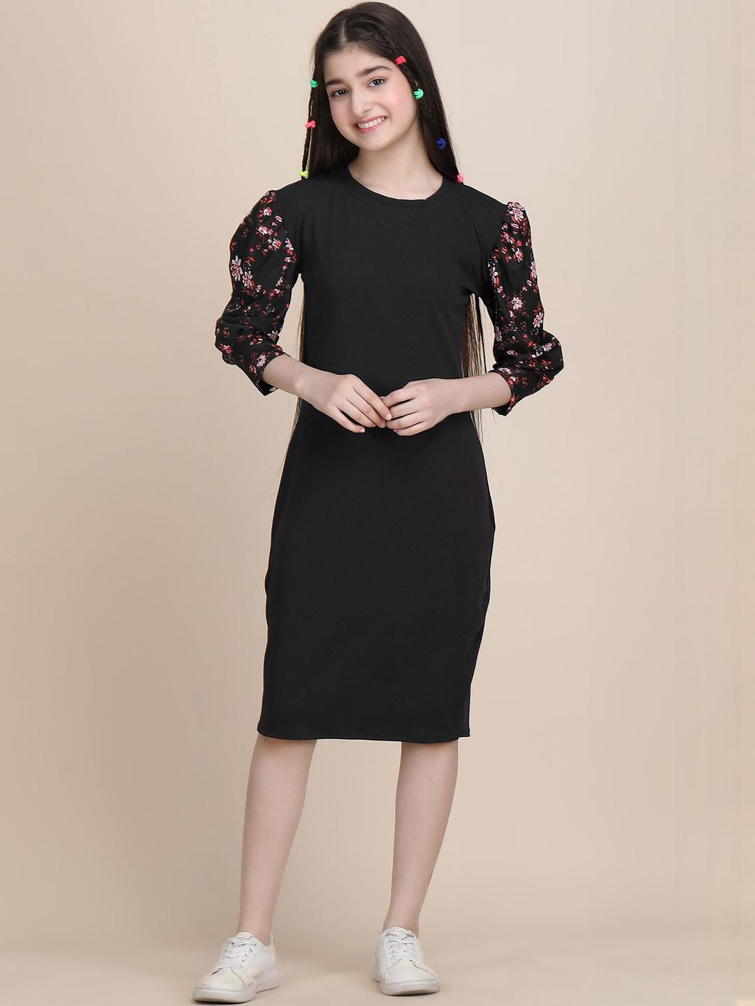 YK Puff Sleeve Formal Fit & Flare Dress