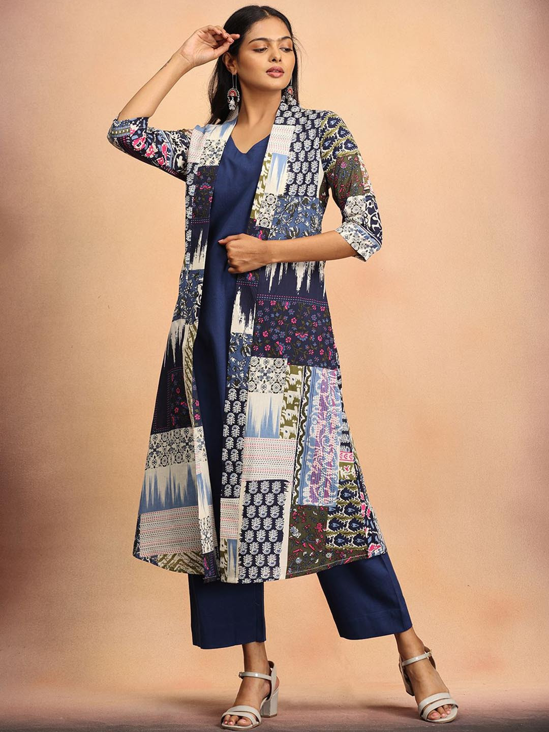 The Woman Store Printed Jacket with Tunic & Trouser Co-Ord Set