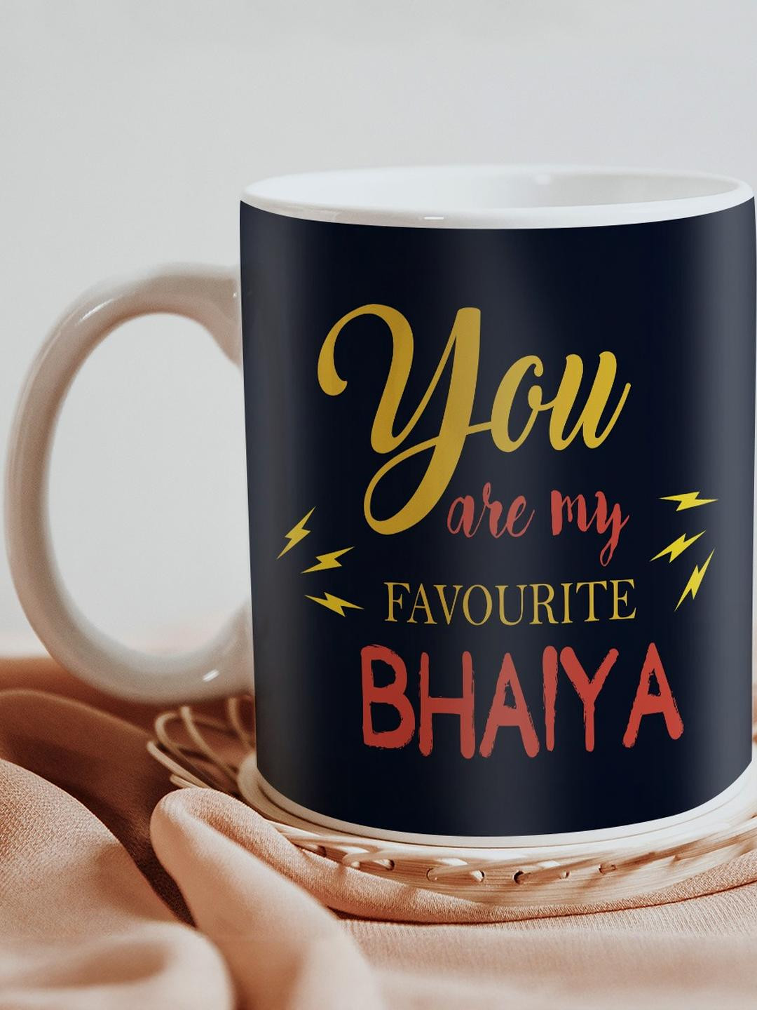 SKYTRENDS Unglazed Royal Multicoloured Typography Ceramic Microwave Safe Mug-350ml