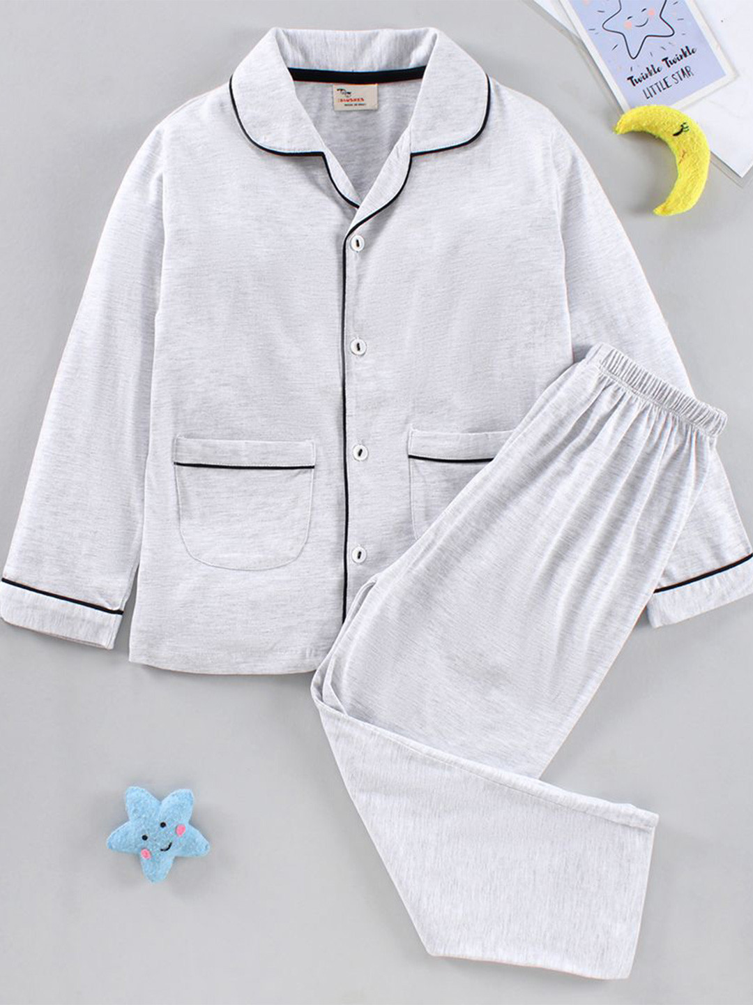 BLUSHES Kids Self Designed Cotton Shirt With Trouser Night Suit