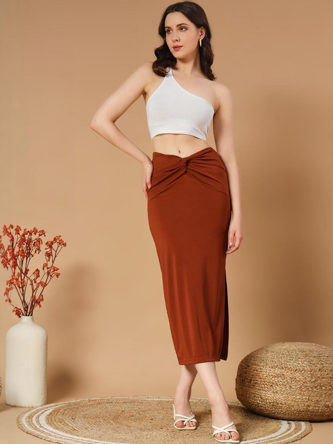 CORSICA Pencil Twist Waist Split Thigh Skirt