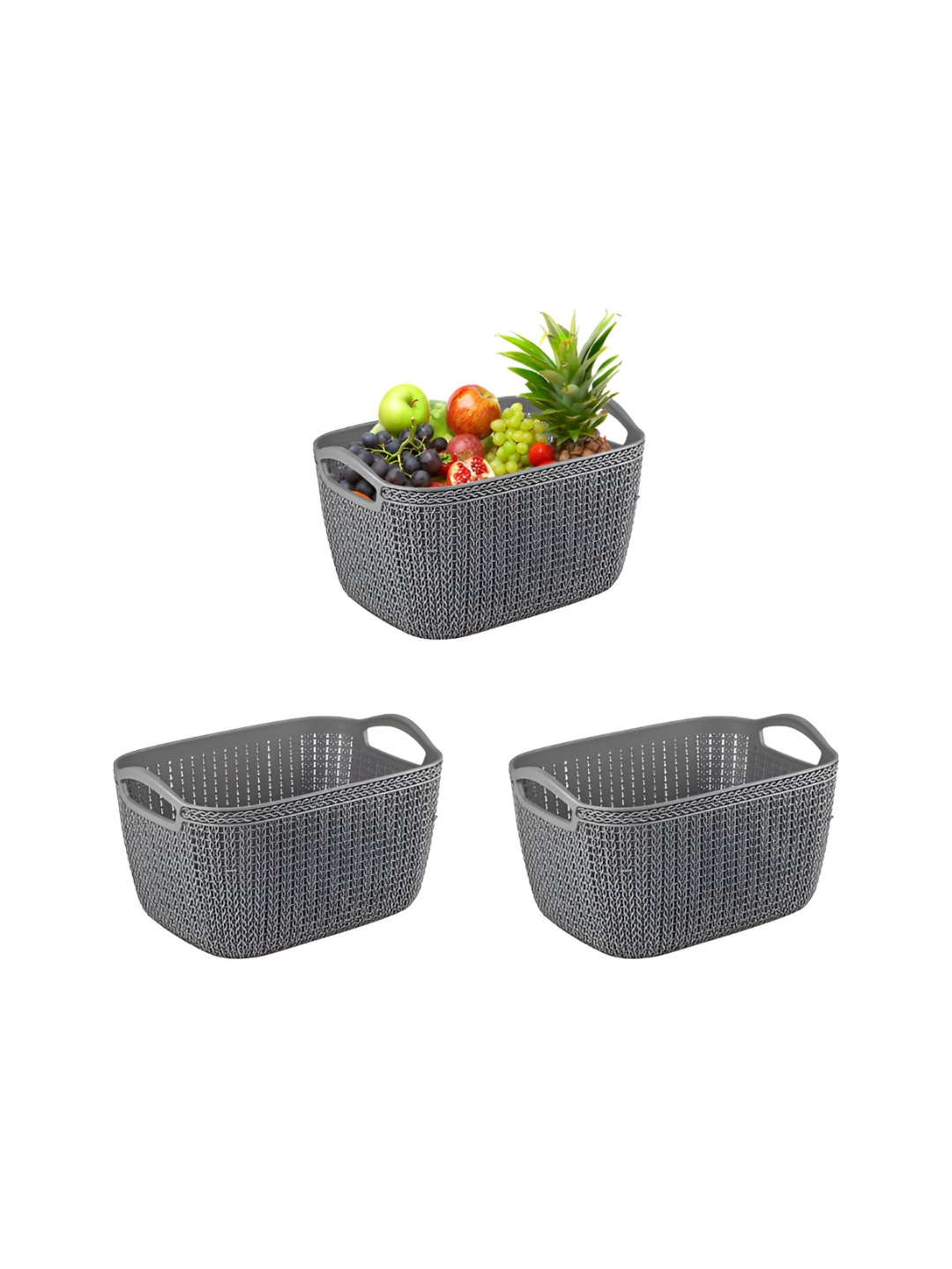 Aura Grey 3 Pieces Self Design Outdoor Multi-Utility Organisers