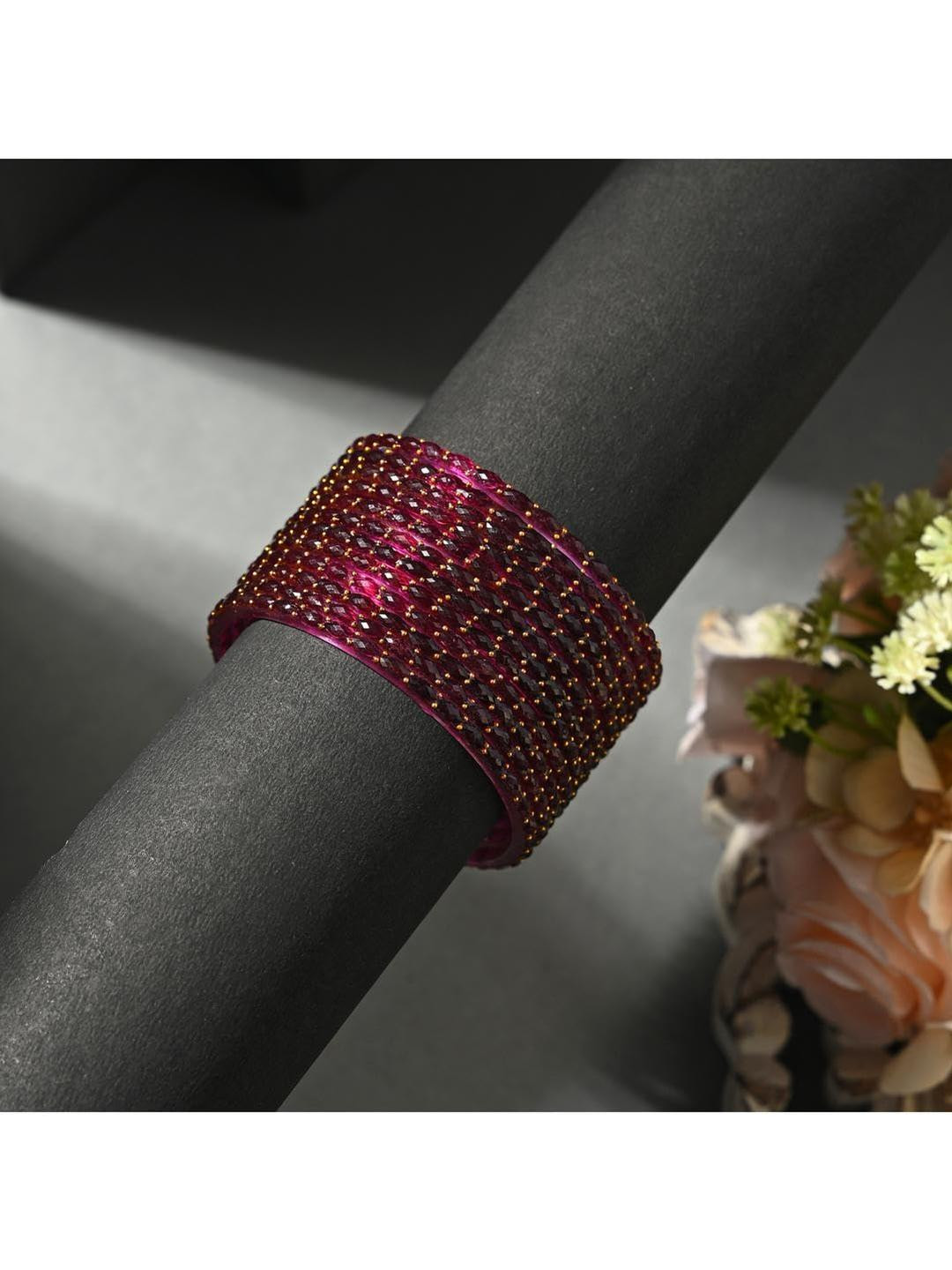 SOMIL Pack of 12 Women Magenta Bangle