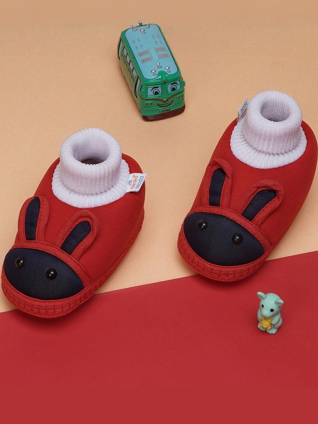 NESKA MODA 6 To 12 Months Baby Boys & Baby Girls Cute Soft Cotton Pre-Walker Rabbit Face Booties