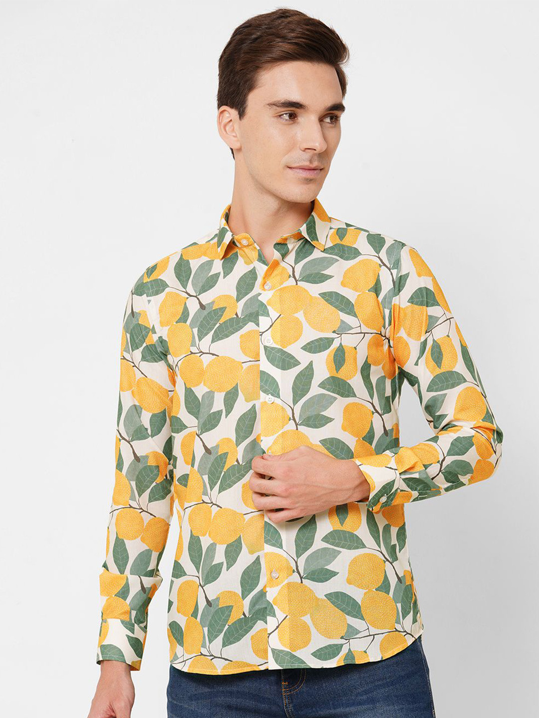 15 BUTTONS Comfort Abstract Printed Spread Collar Casual Shirt