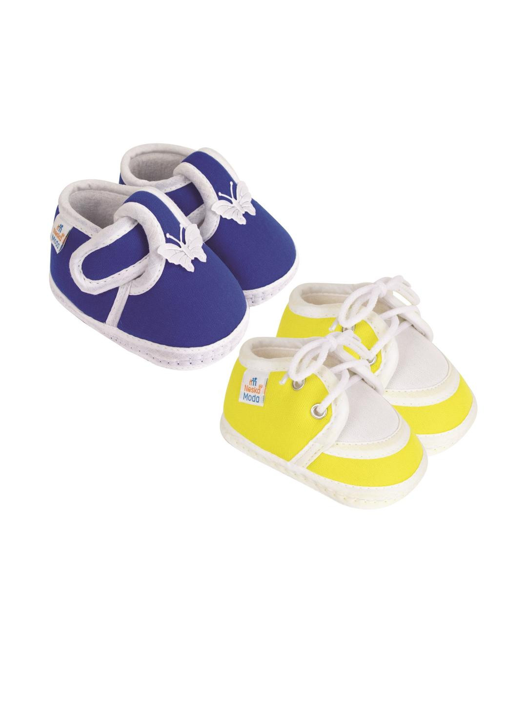 NESKA MODA 12 To 18 Month Non Slip Infants 2 Pair Set Cotton Butterfly Lace Booties