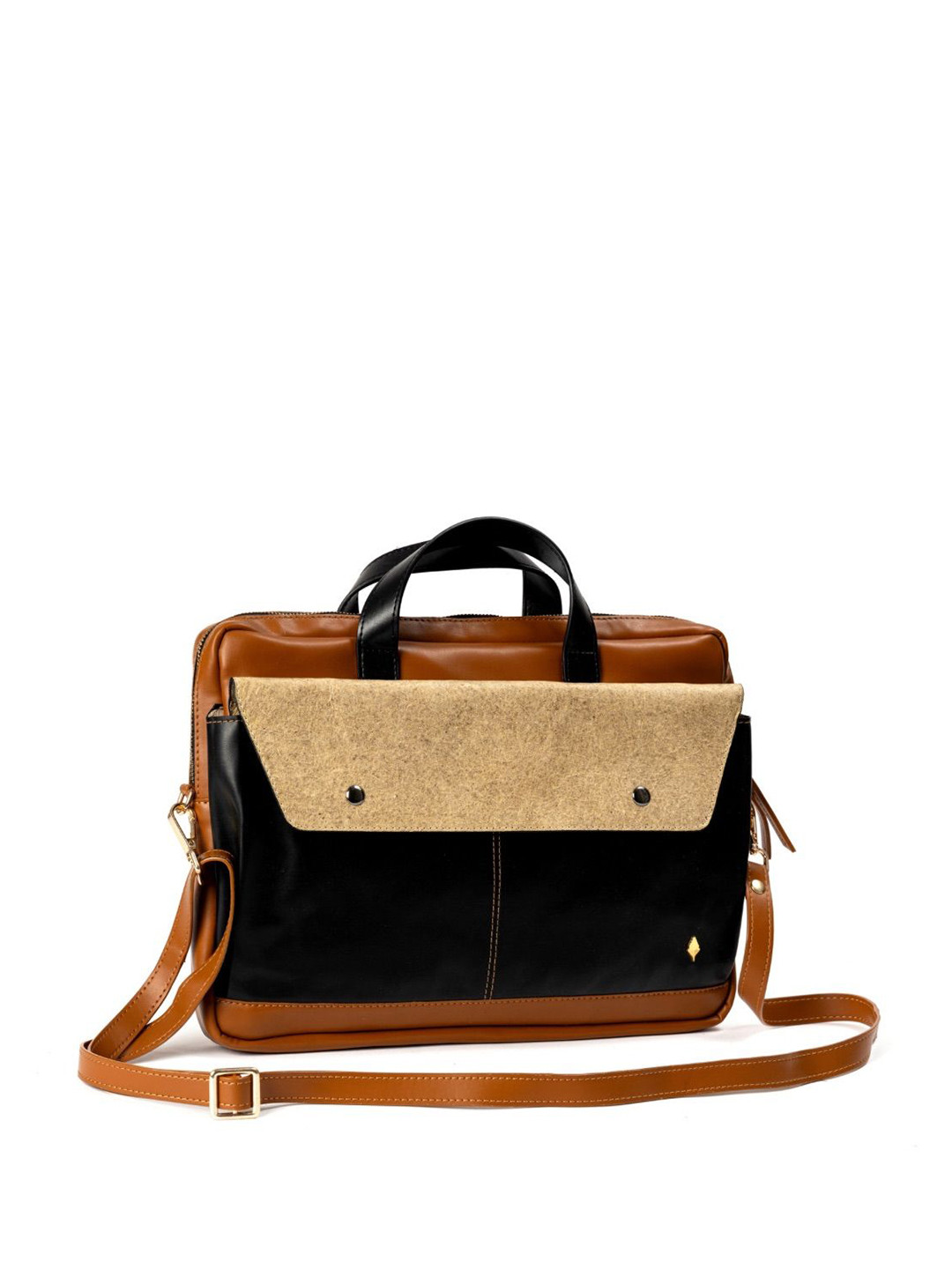 Green Hermitage Unisex Colourblocked Willow Vegan Leather Laptop Bag