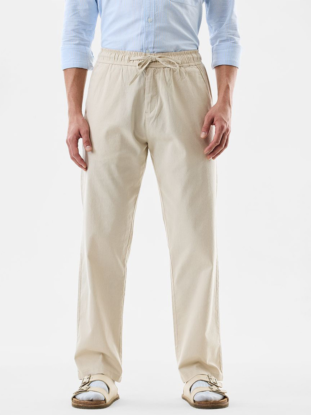 Snitch Beige Mid-Rise Regular Fit Trouser