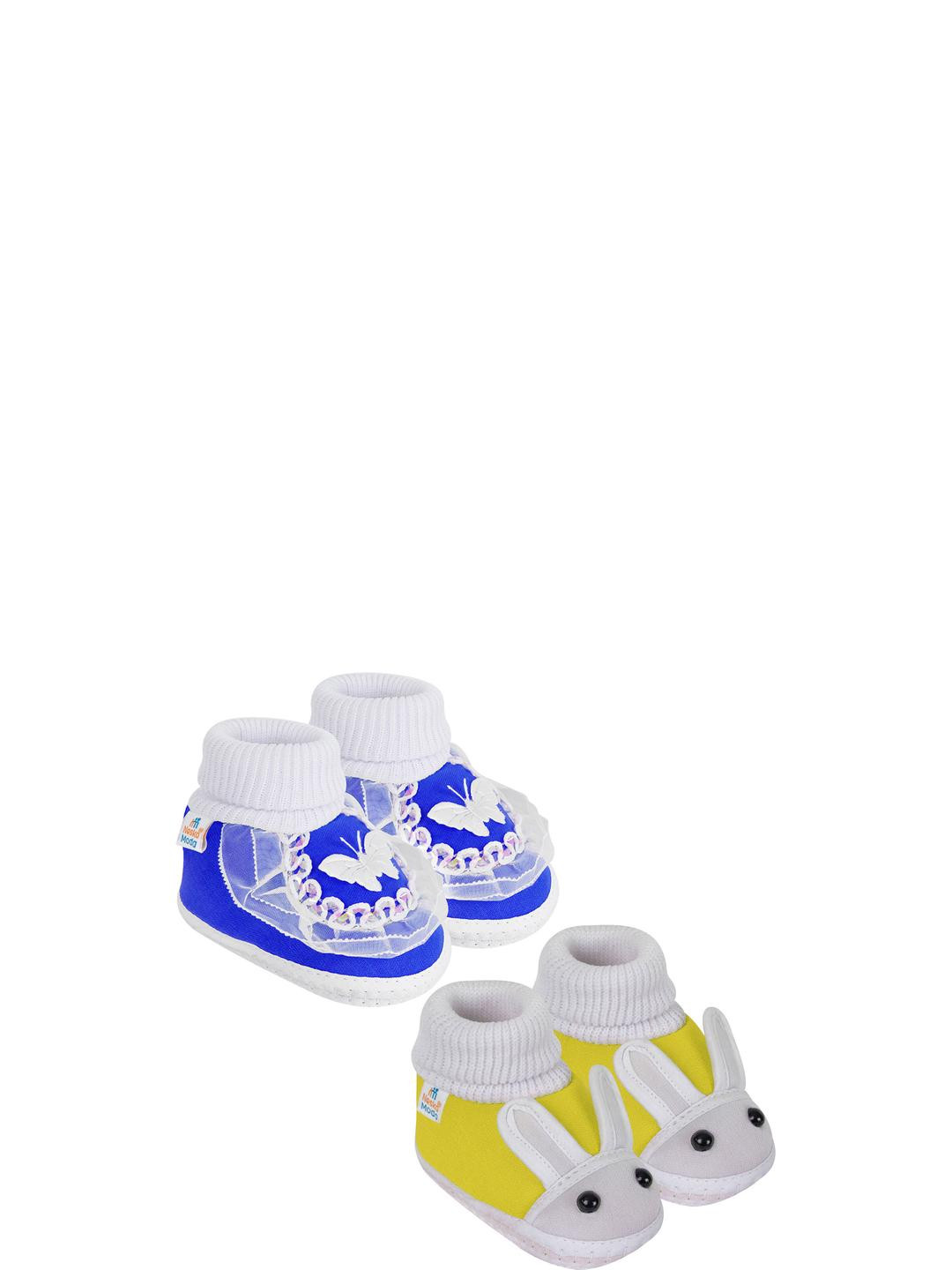 NESKA MODA 0 To 6 Months Set of 2 Pair Newborn Baby Unisex Soft Skin-Friendly Cotton Rabbit Booties