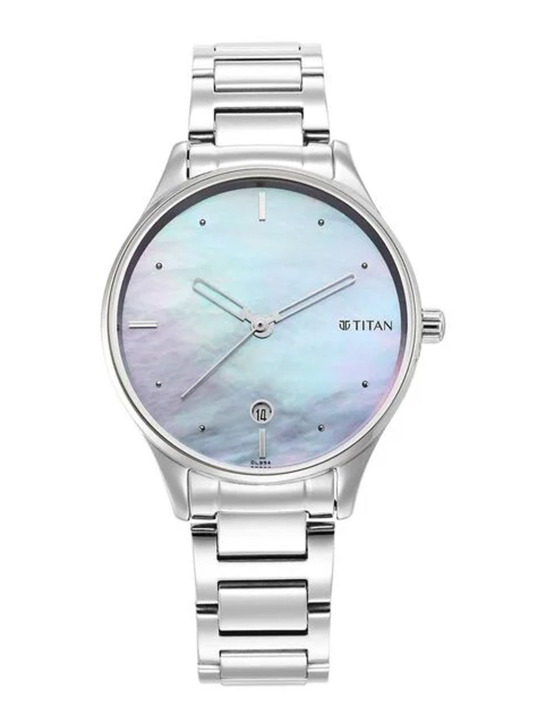 Titan Women Round Dial & Stainless Steel Bracelet Style Straps Analogue Watch 2670SM11