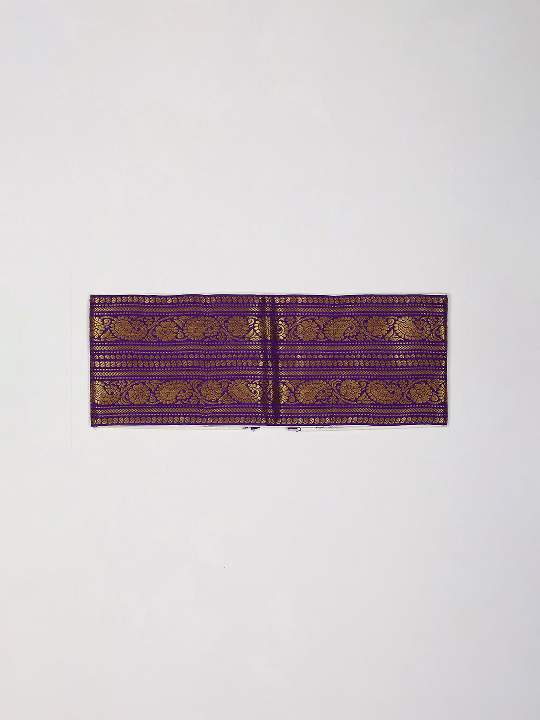 Exotic India Men Paisley Dhoti Belt with Adjustable Hook and Loop Closure & Zip Pocket