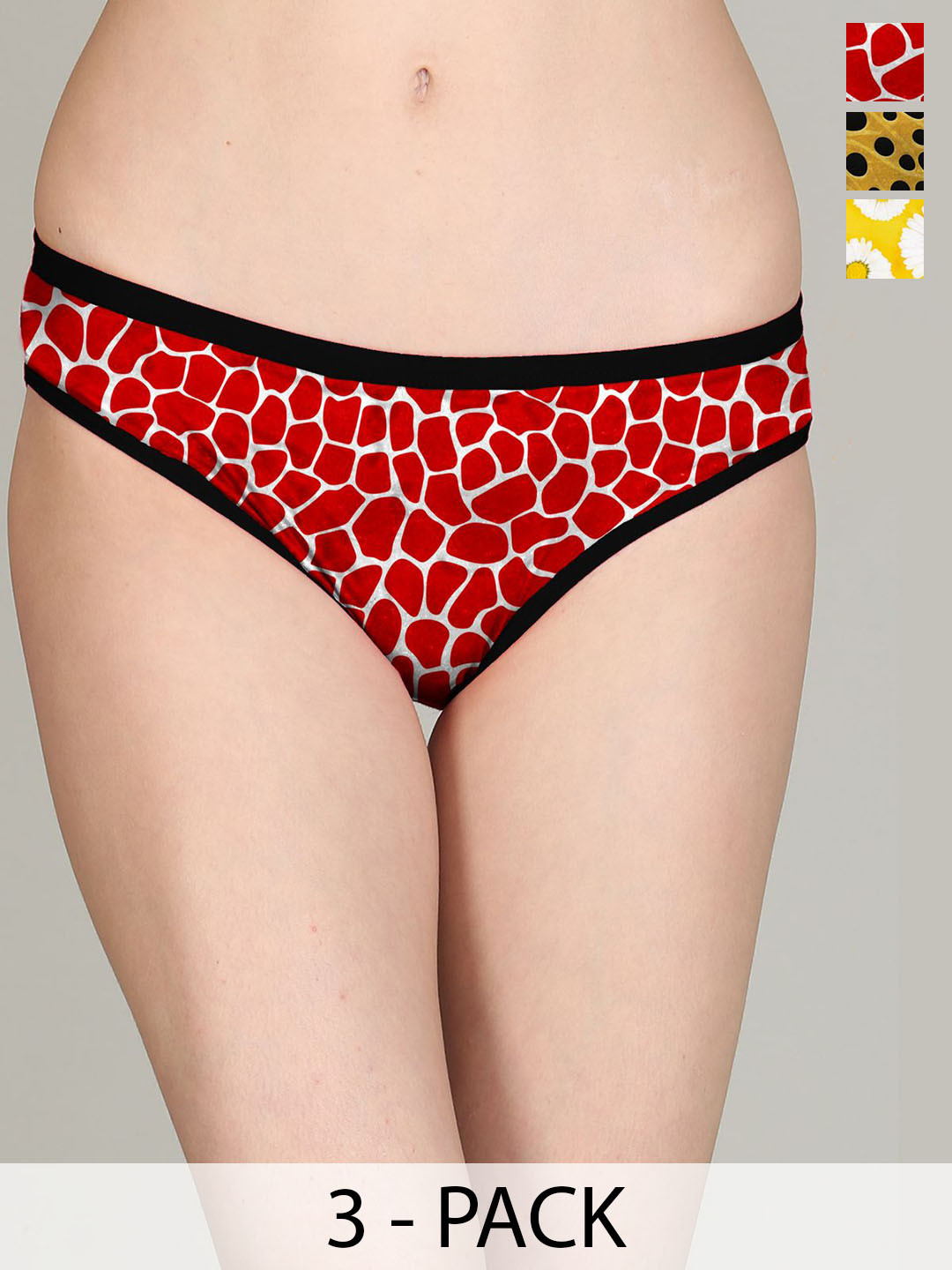 Lola  Dola Pack Of 3 Printed Pure Cotton Hipster Briefs + PPC-01--(22-23-24)