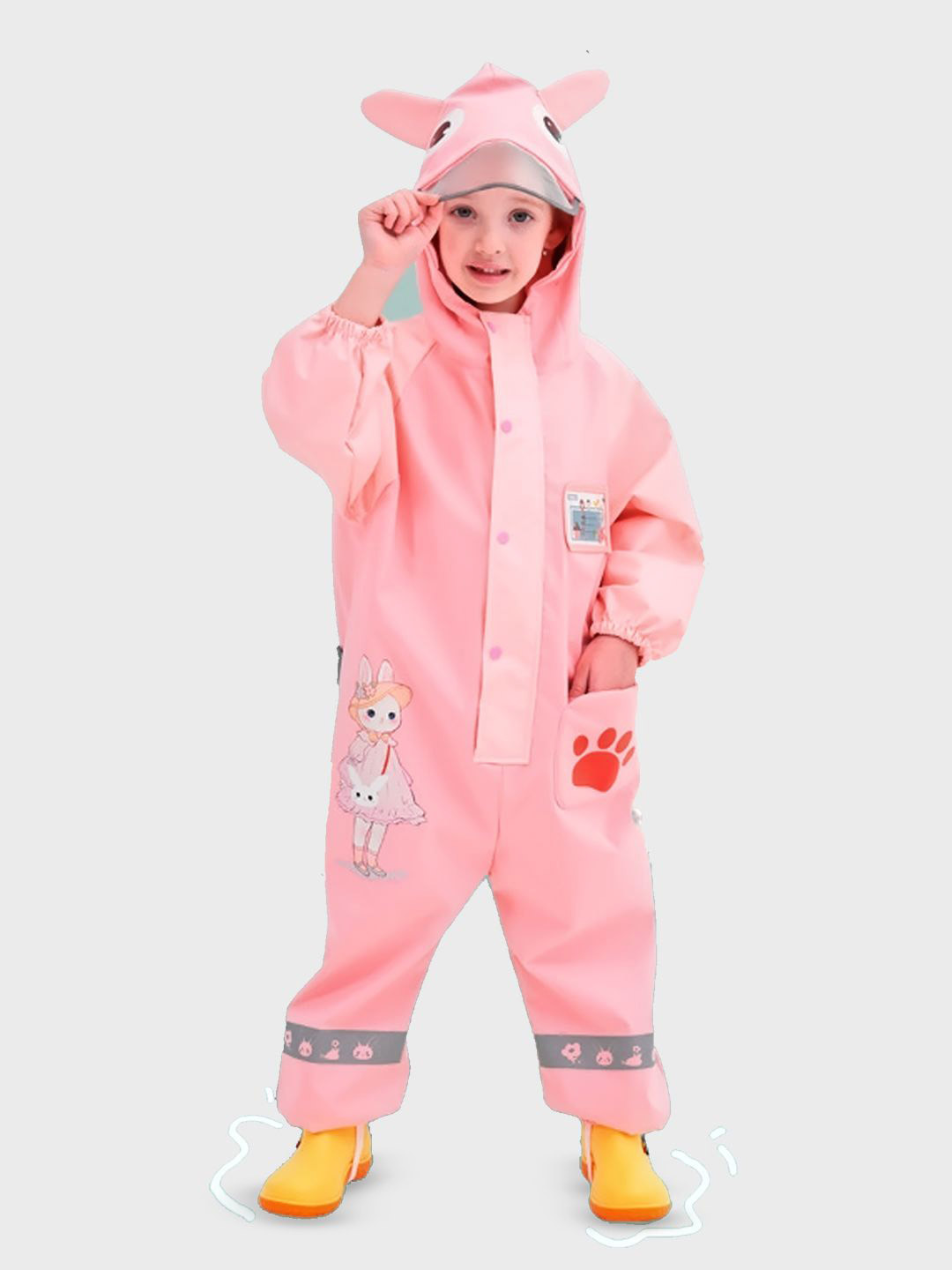 Little Surprise Box LLP Unisex Kids Rabbit Printed Full Jumpsuit Style Raincoat