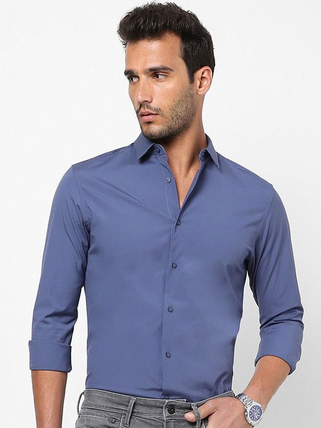 The Collection Spread Collar Classic Slim Fit Cotton Shirt