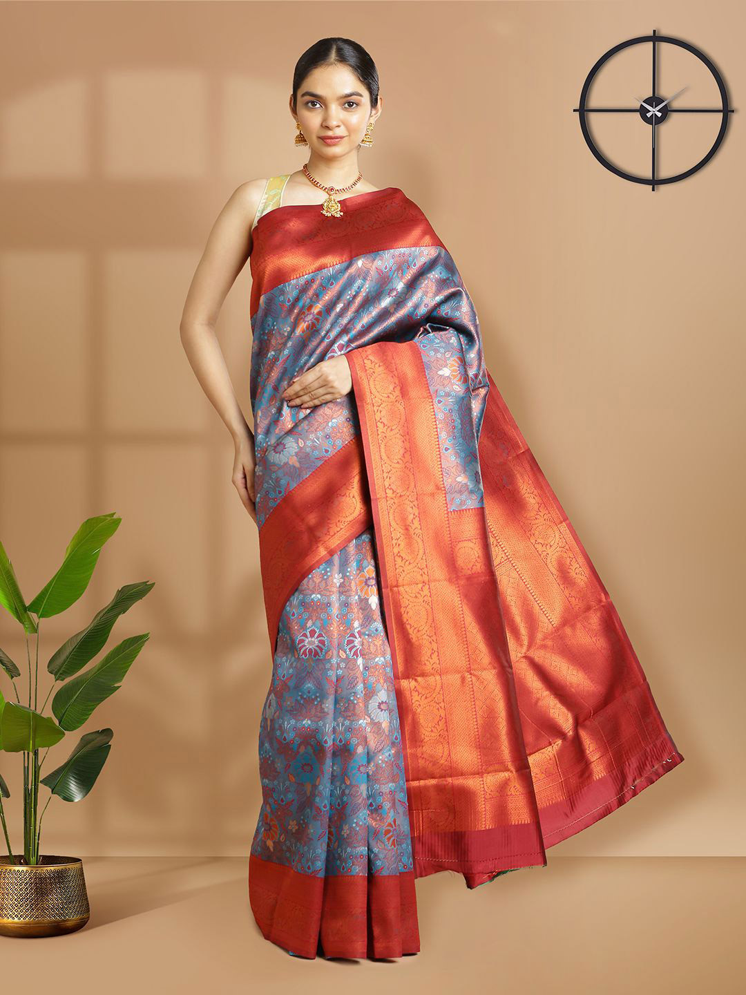 Kalyan Silks Floral Woven Design Zari Art Silk Saree