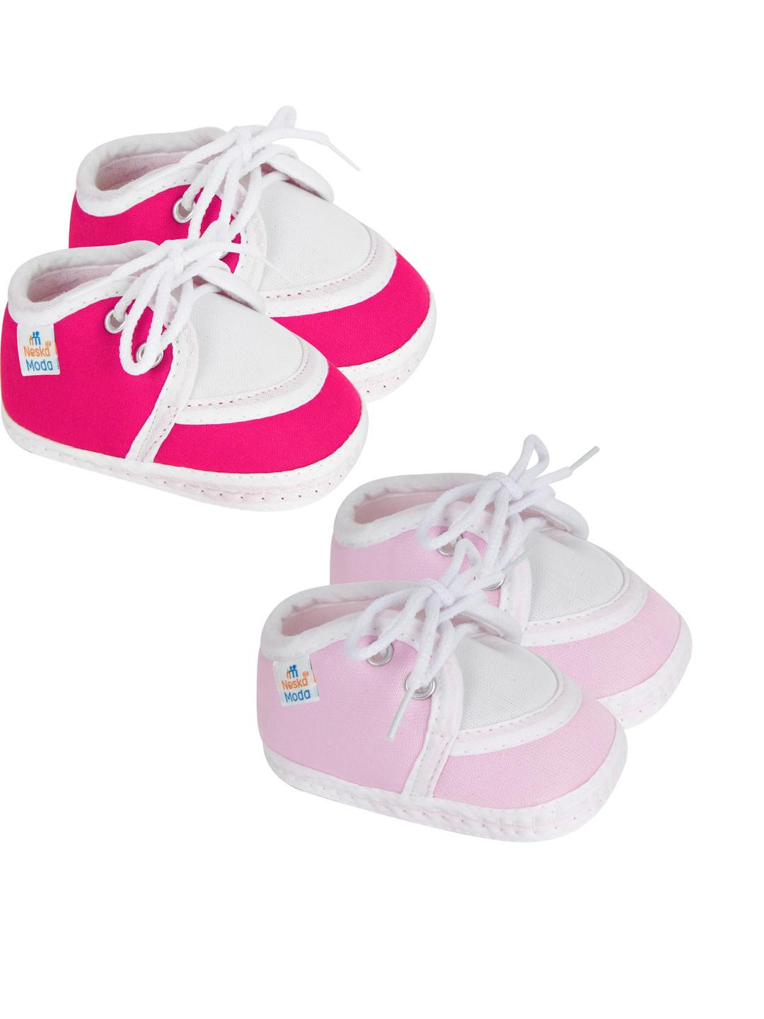 NESKA MODA 0 To 6 Months Set of 2 Pair Newborn Baby Lace Soft Skin-Friendly Cotton Booties