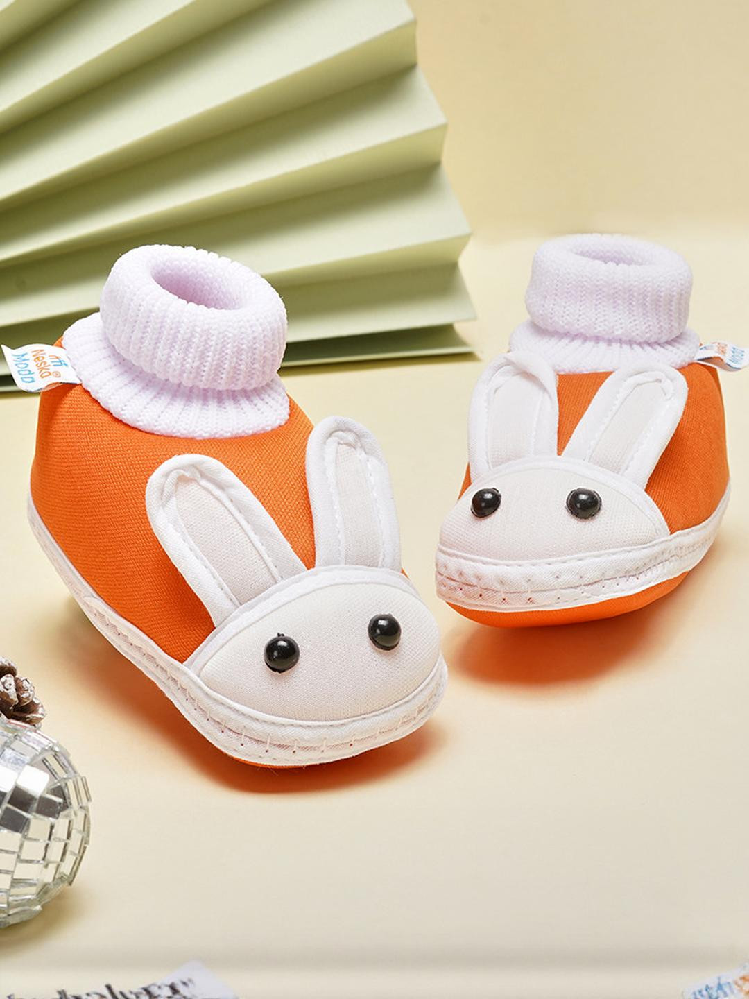 NESKA MODA 3 To 12 Months Baby Boys & Baby Girls Cute Soft Cotton Pre-Walker Rabbit Face Booties