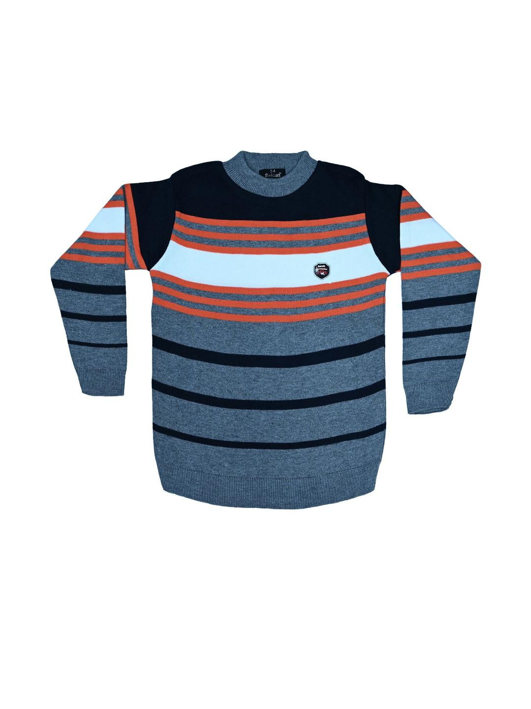 Selcan Unisex Kids Striped Woollen Pullover