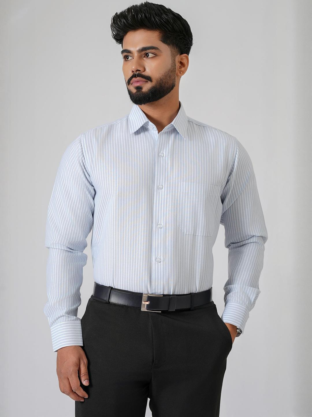 Haute Tissue Men Bengal Classic Striped Formal Shirt