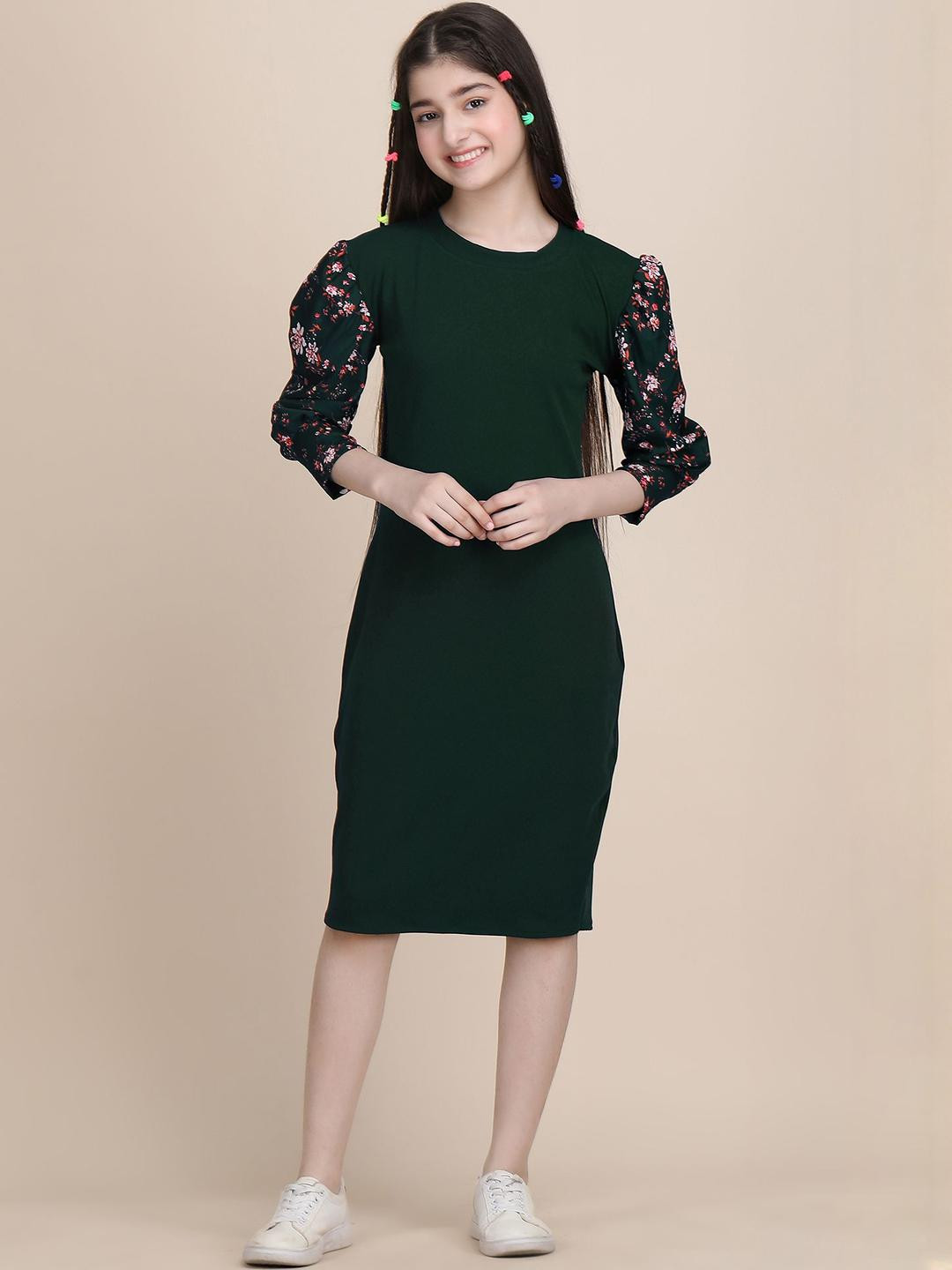 YK Puff Sleeve Formal Fit & Flare Dress