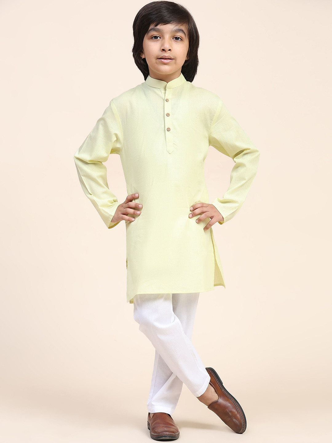 SKAVIJ Boy Regular Pure Cotton Kurta with Pyjamas Kurta Set