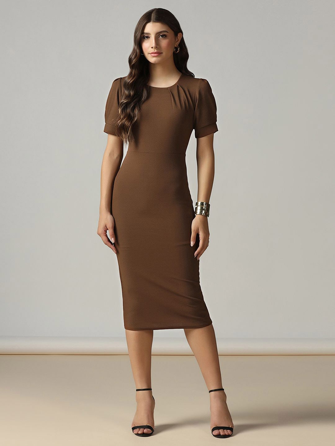 Selvia Women Bell Sleeve Bodycon Dress