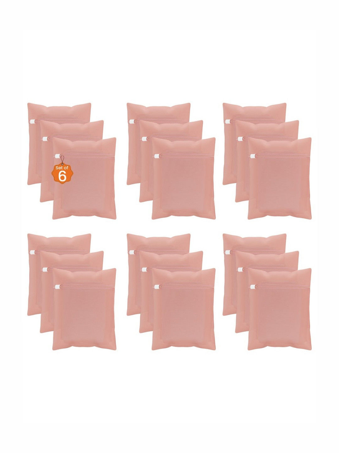 Aura 18Pcs Peach-Colored Reusable Mesh Laundry Bags With Zipper