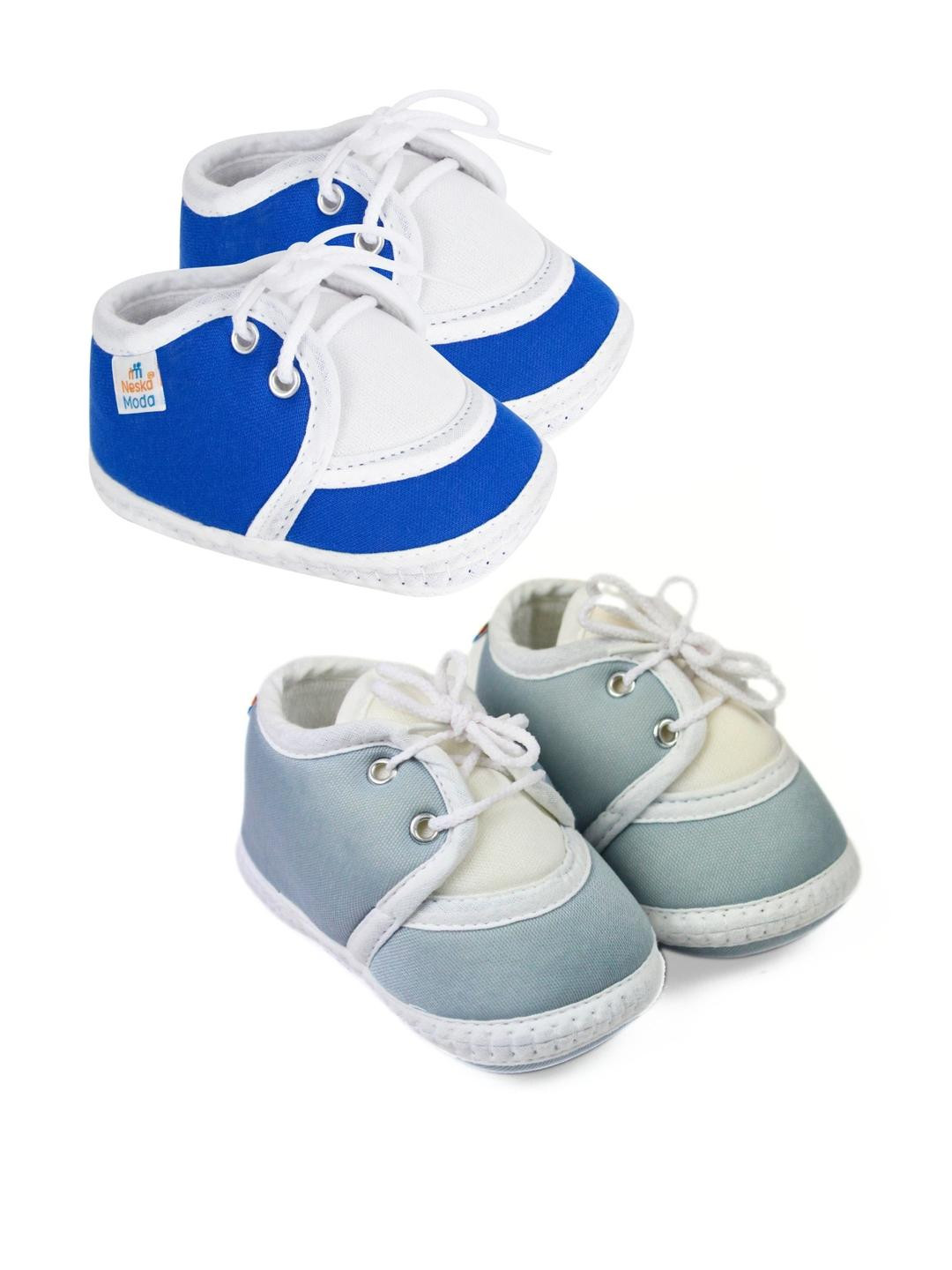 NESKA MODA Newborn Baby 3 To 12 Month 2 Pair Combo Skin Friendly Soft Cotton Lace Shoes Booties