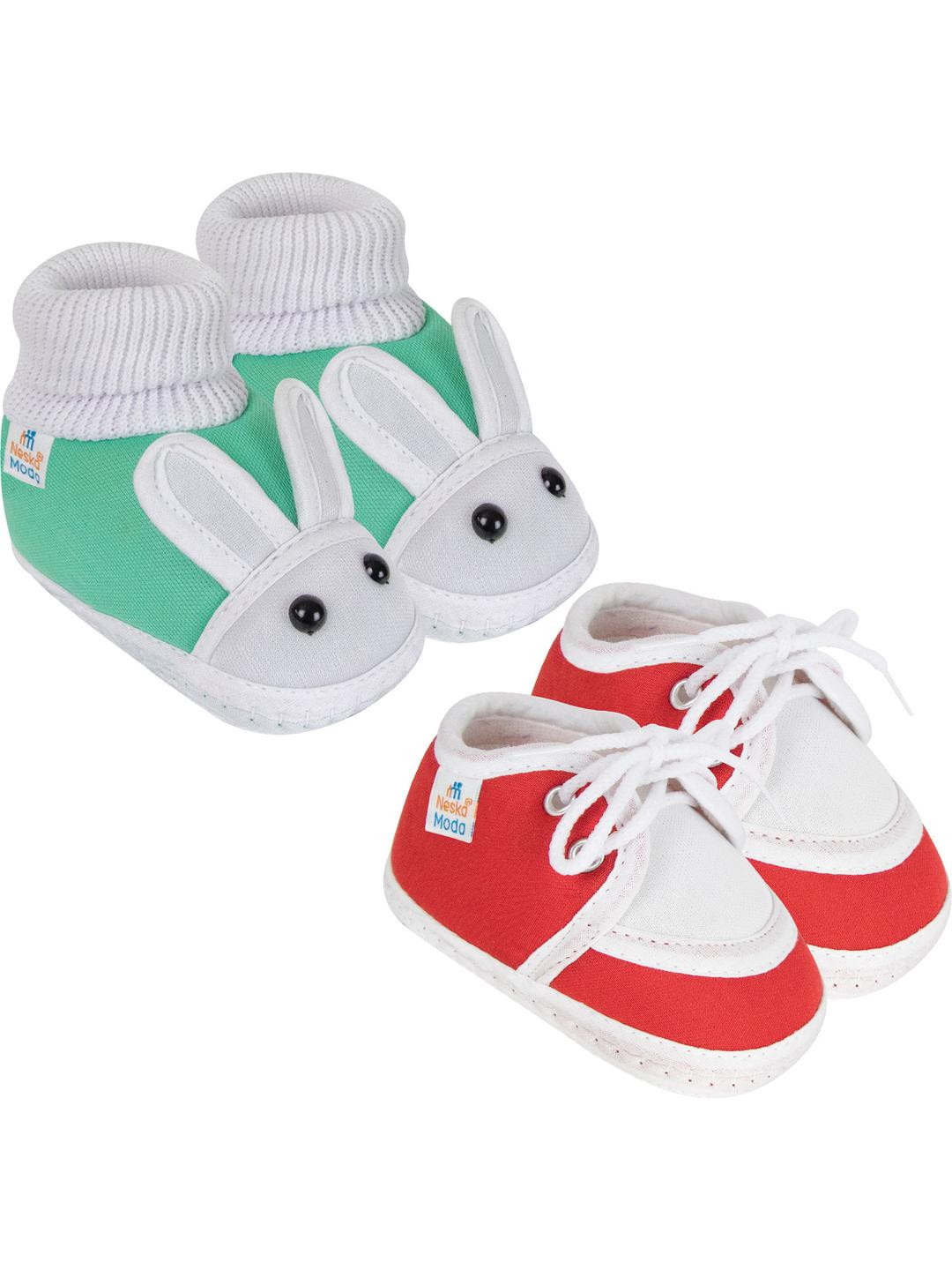 NESKA MODA 3 To 12 Month Infant Booty Combo 2 Pair Baby Skin Friendly Soft Cotton Butterfly Booties