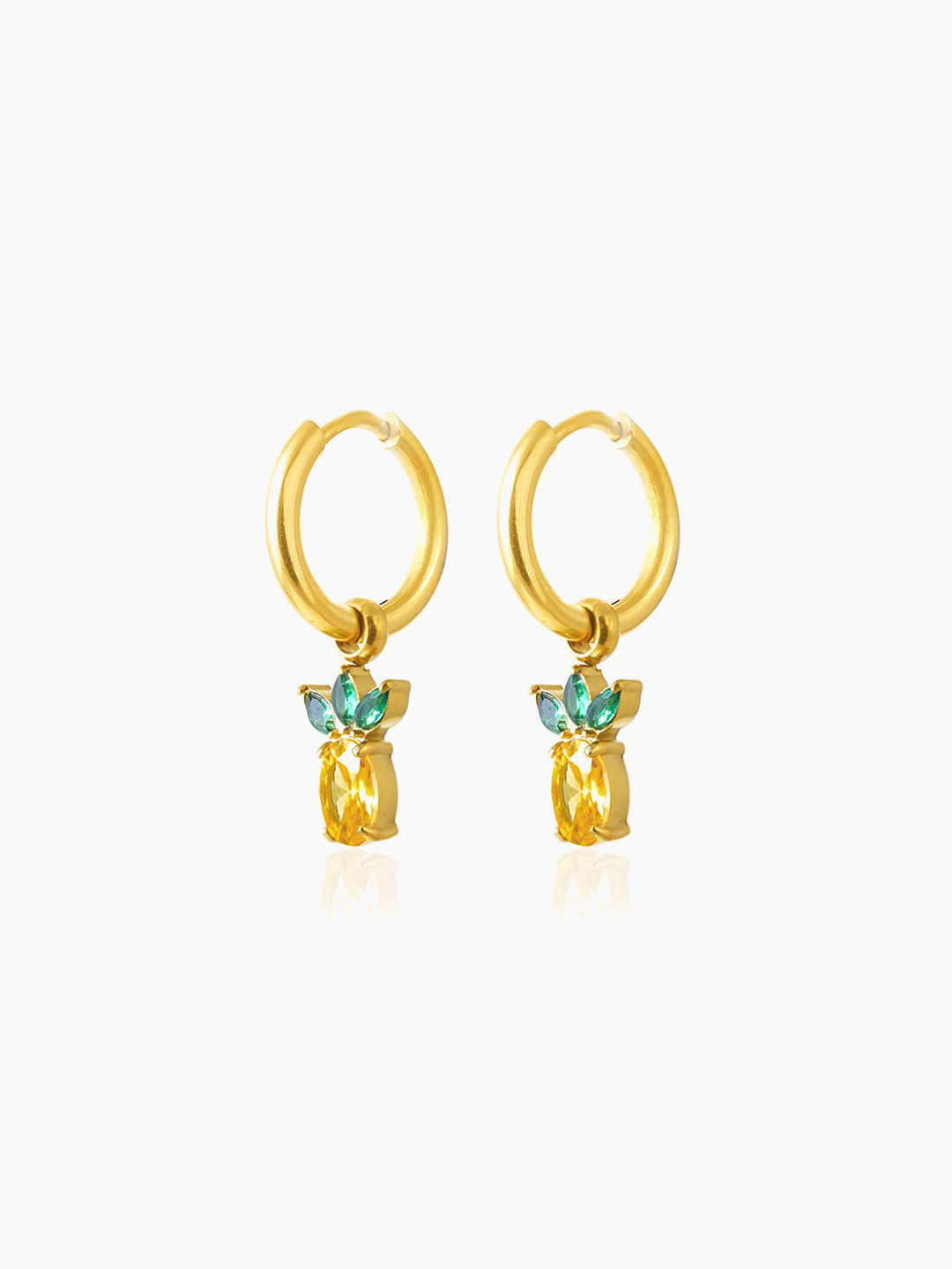 SWASHAA Pineapple Girls 18K Gold Plated Contemporary Hoop Earrings