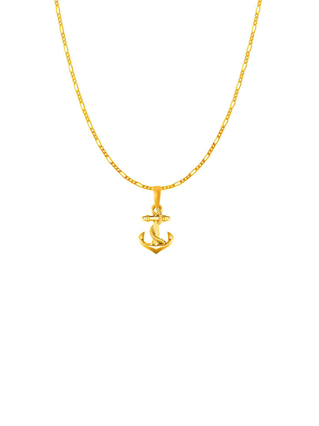 AKSHAT SAPPHIRE 92.5 Silver 22KT Gold-Plated Contemporary Anchor Pendant with Rope Chain