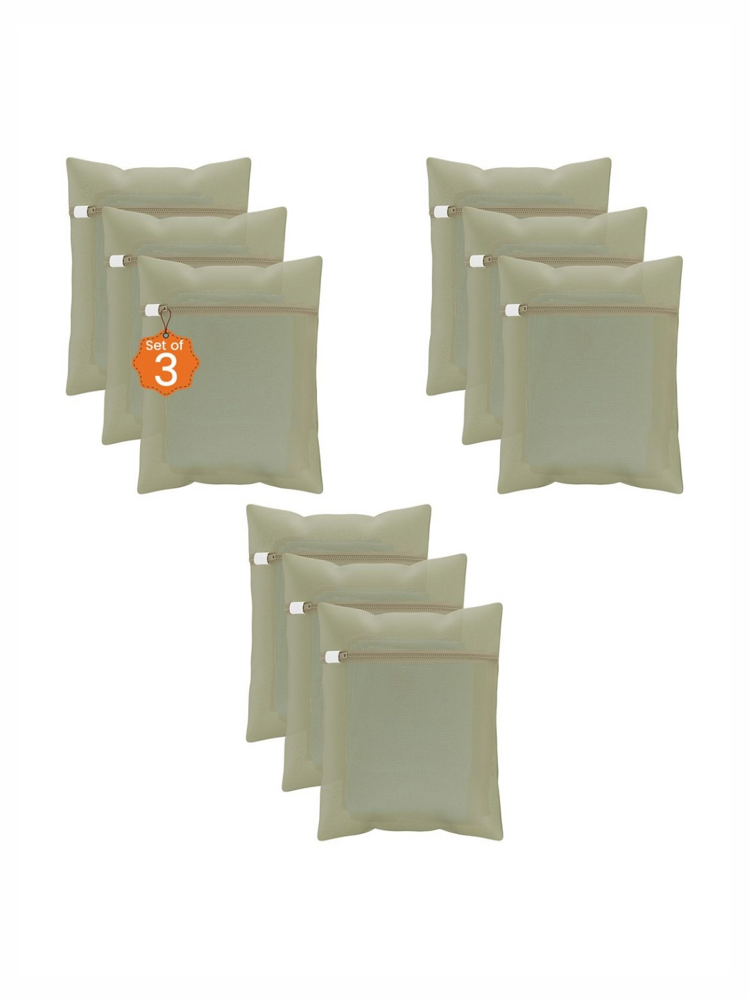 Aura 9-Pcs Beige Reusable Laundry Bags With Zip