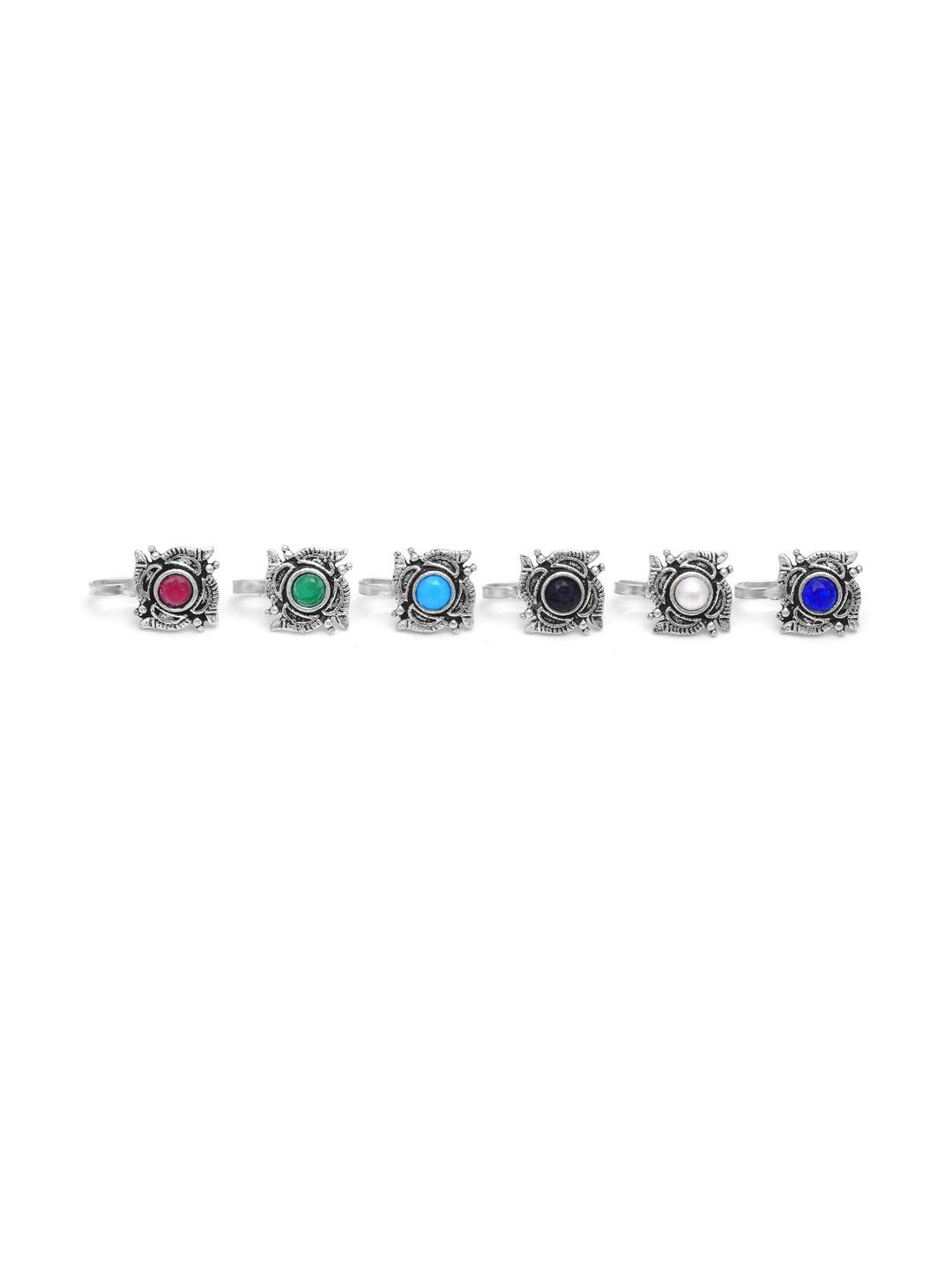 Tanusha Jewels Silver-Plated Brass Pearls Clip-On Nosepin