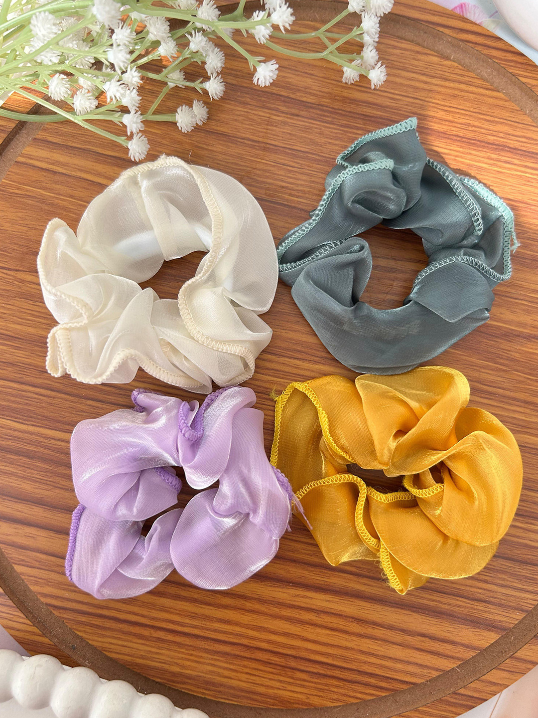 Radhya Accessories Women Dreamy Satin Organza Scrunchies