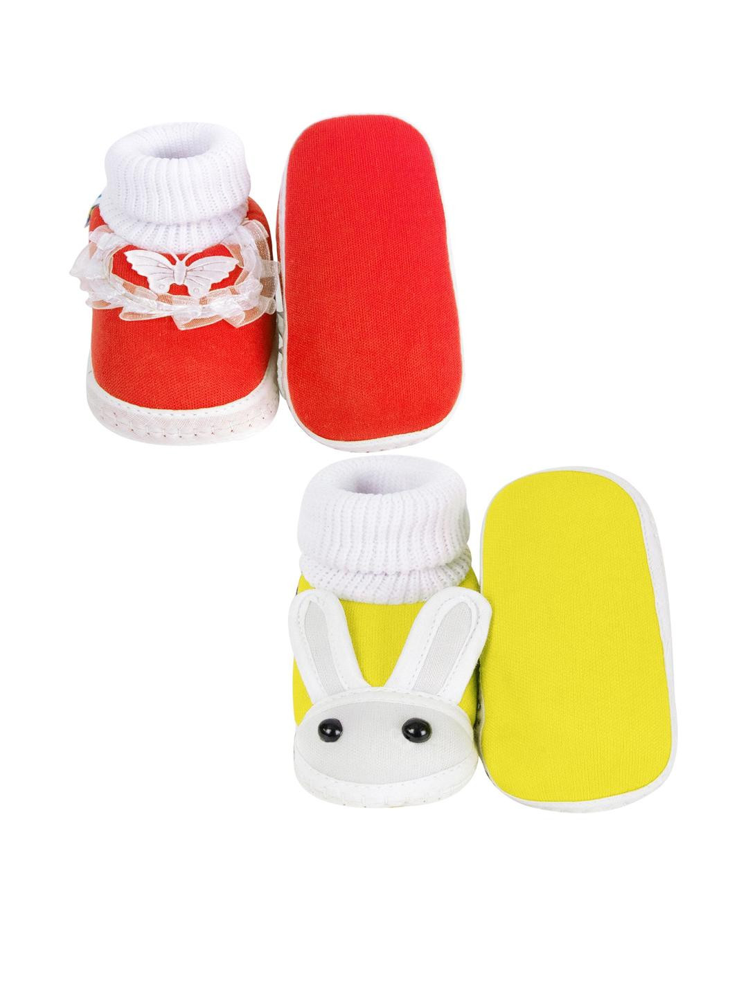 NESKA MODA 12 To 18 Months 2 Pair Set Cotton Baby Boy & Girls Butterfly Frill Rabbit Booties