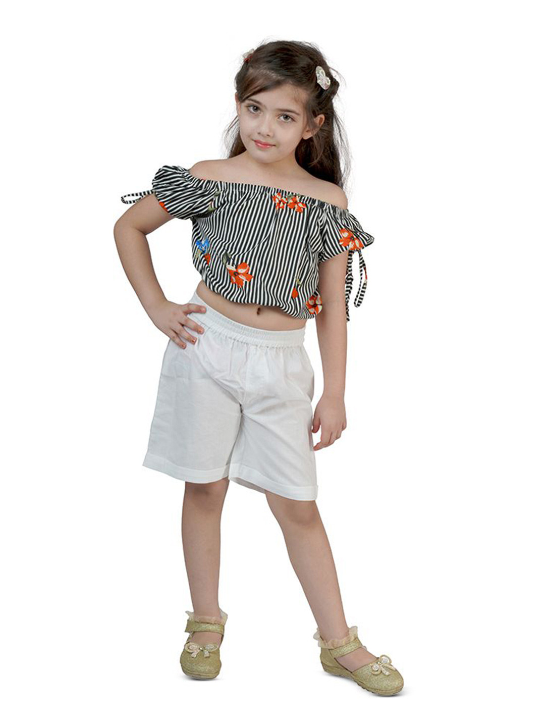 SILK SPARROW Girls Printed Top with Shorts