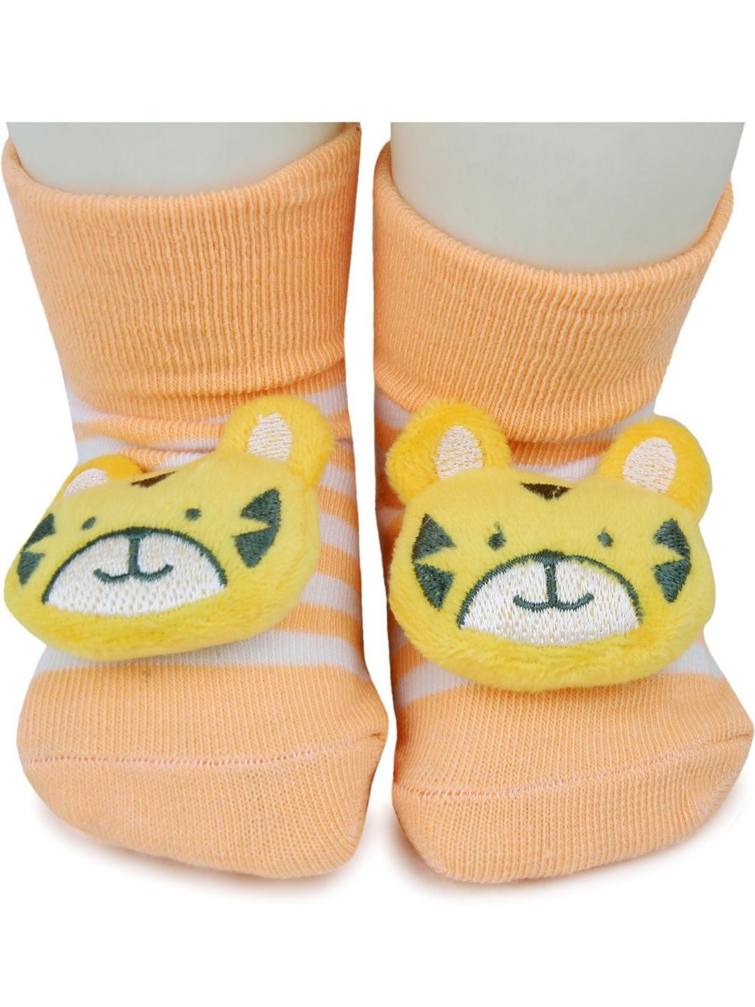 NESKA MODA 6 To 12 Months Cotton Tiger Face Baby Ankle Socks/ Booties