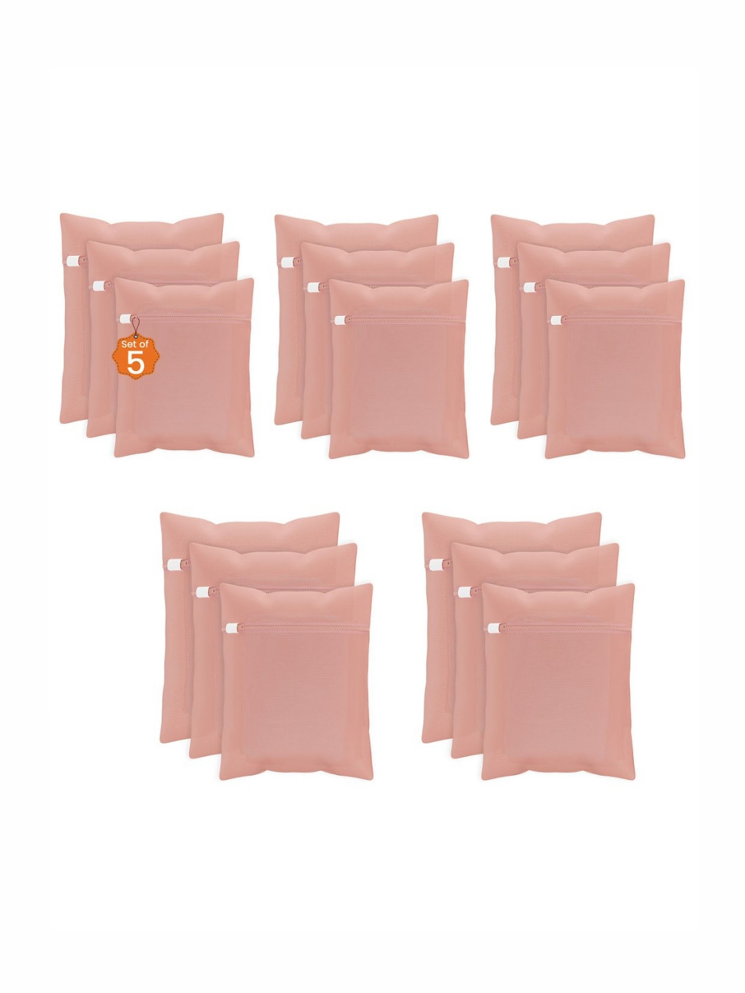 Aura 15Pcs Peach Reusable Mesh Laundry Bags With Zipper