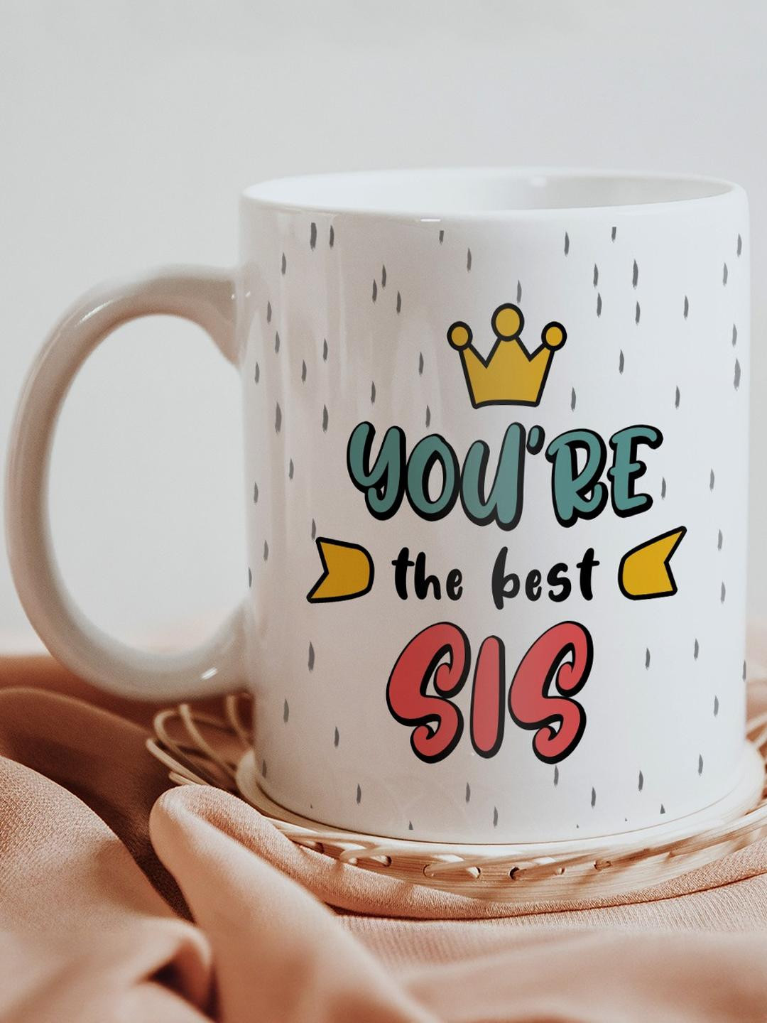 SKYTRENDS Livada White Typography Ceramic Microwave Safe Mug-350ml