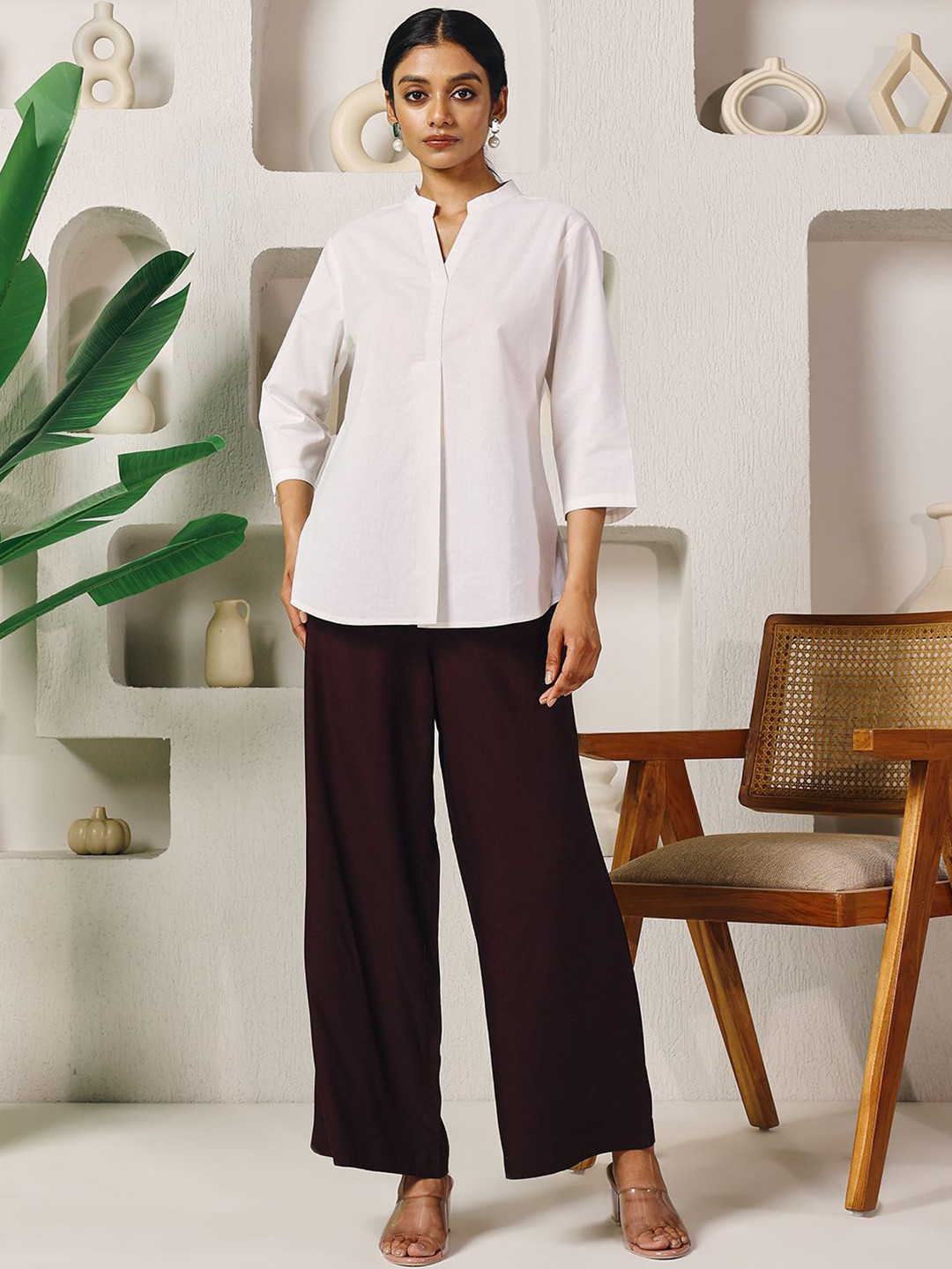 FIORRA Women Solid Straight Fit Palazzos